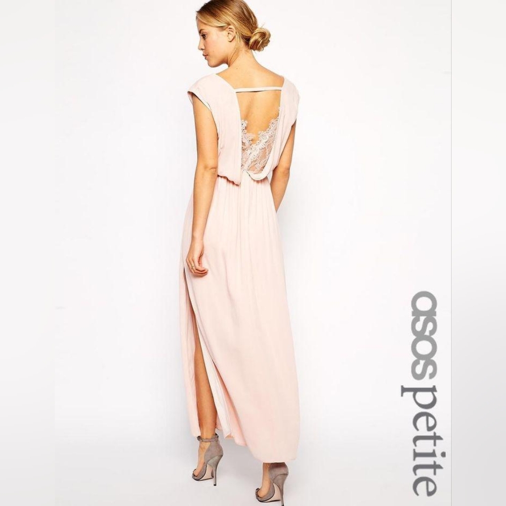 ASOS Petite Light Pink Backless Maxi Dress